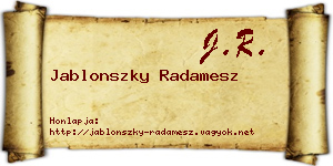 Jablonszky Radamesz névjegykártya